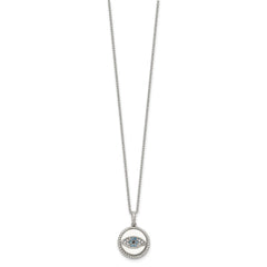 Chisel Stainless Steel Polished with Blue and White CZ Evil Eye Pendant on an 18 inch Plus a 2 inch Extension Cable Chain NecklaceSRN3250-18