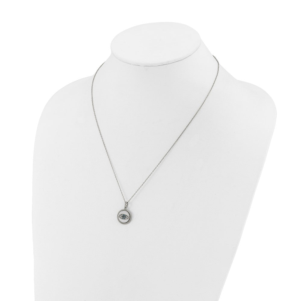 Chisel Stainless Steel Polished with Blue and White CZ Evil Eye Pendant on an 18 inch Plus a 2 inch Extension Cable Chain NecklaceSRN3250-18