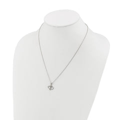 Chisel Stainless Steel Polished CZ Infinity Double Hearts Pendant on an 18 inch Plus a 2 inch Extension Cable Chain NecklaceSRN3255-18