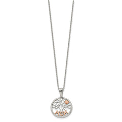 Chisel Stainless Steel Polished Rose IP-plated MOM Tree Pendant on a 20 inch Plus a 2 inch Extension Cable Chain NecklaceSRN3260-20