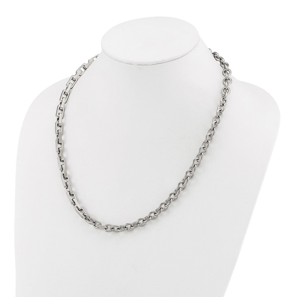 Chisel Stainless Steel Brushed and Polished Half Cable Link and Half Square Link 22 inch NecklaceSRN3264-22
