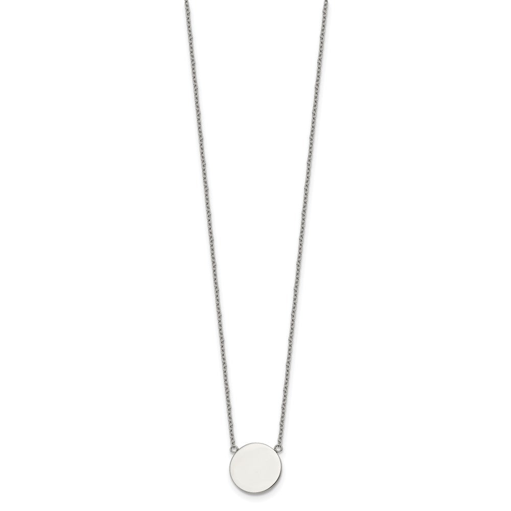 Chisel Stainless Steel Polished Disc on a 16 inch Plus a 2 inch Extension Cable Chain NecklaceSRN3266-16