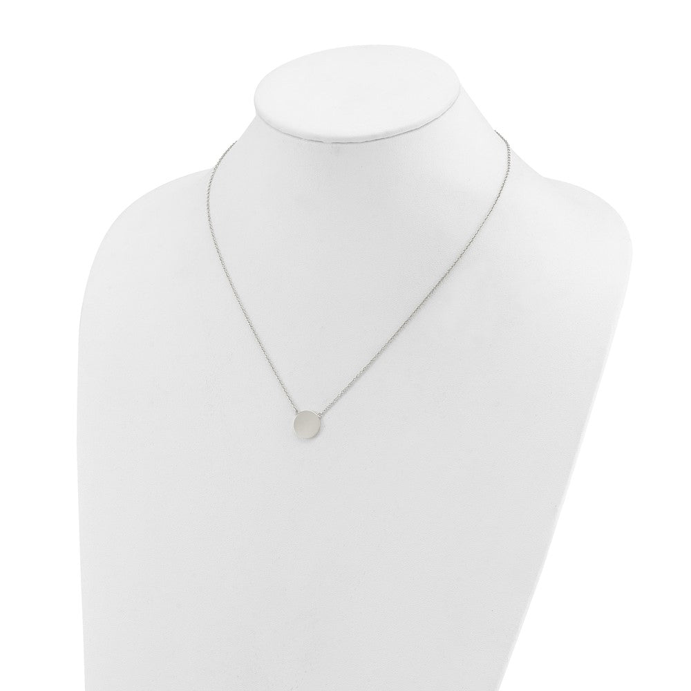 Chisel Stainless Steel Polished Disc on a 16 inch Plus a 2 inch Extension Cable Chain NecklaceSRN3266-16