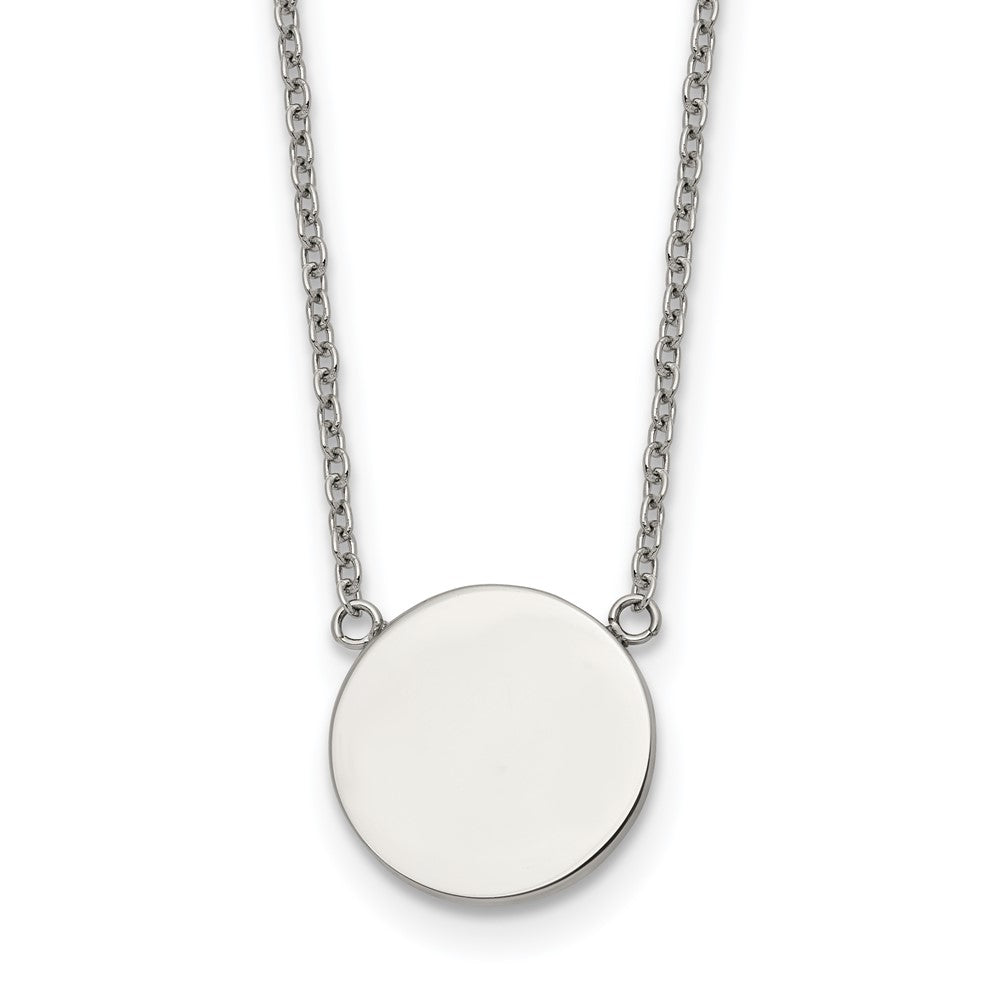 Chisel Stainless Steel Polished Disc on a 16 inch Plus a 2 inch Extension Cable Chain NecklaceSRN3266-16