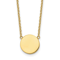Chisel Stainless Steel Polished Yellow IP-plated 1.2mm Disc on a 16 inch Plus a 2 inch Extension Cable Chain NecklaceSRN3267-16