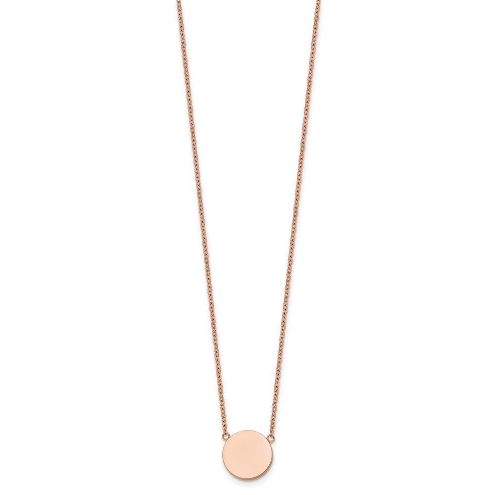 Chisel Stainless Steel Polished Rose IP-plated 1.2mm Disc on a 16 inch Plus a 2 inch Extension Cable Chain NecklaceSRN3268-16