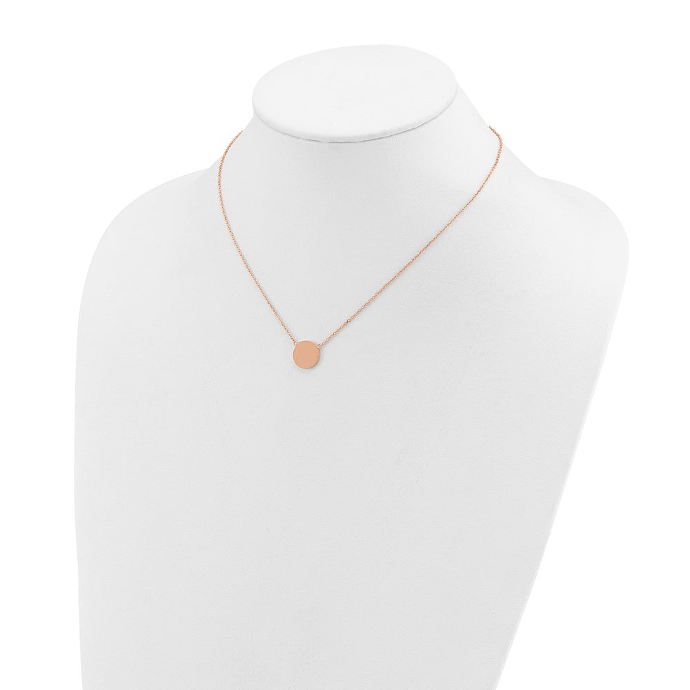 Chisel Stainless Steel Polished Rose IP-plated 1.2mm Disc on a 16 inch Plus a 2 inch Extension Cable Chain NecklaceSRN3268-16