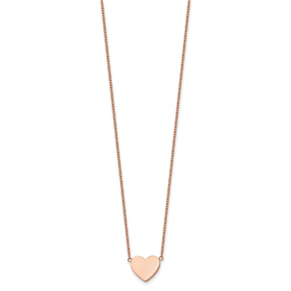 Chisel Stainless Steel Polished Rose IP-plated Heart on a 16 inch Plus a 2 inch Extension Cable Chain NecklaceSRN3271-16