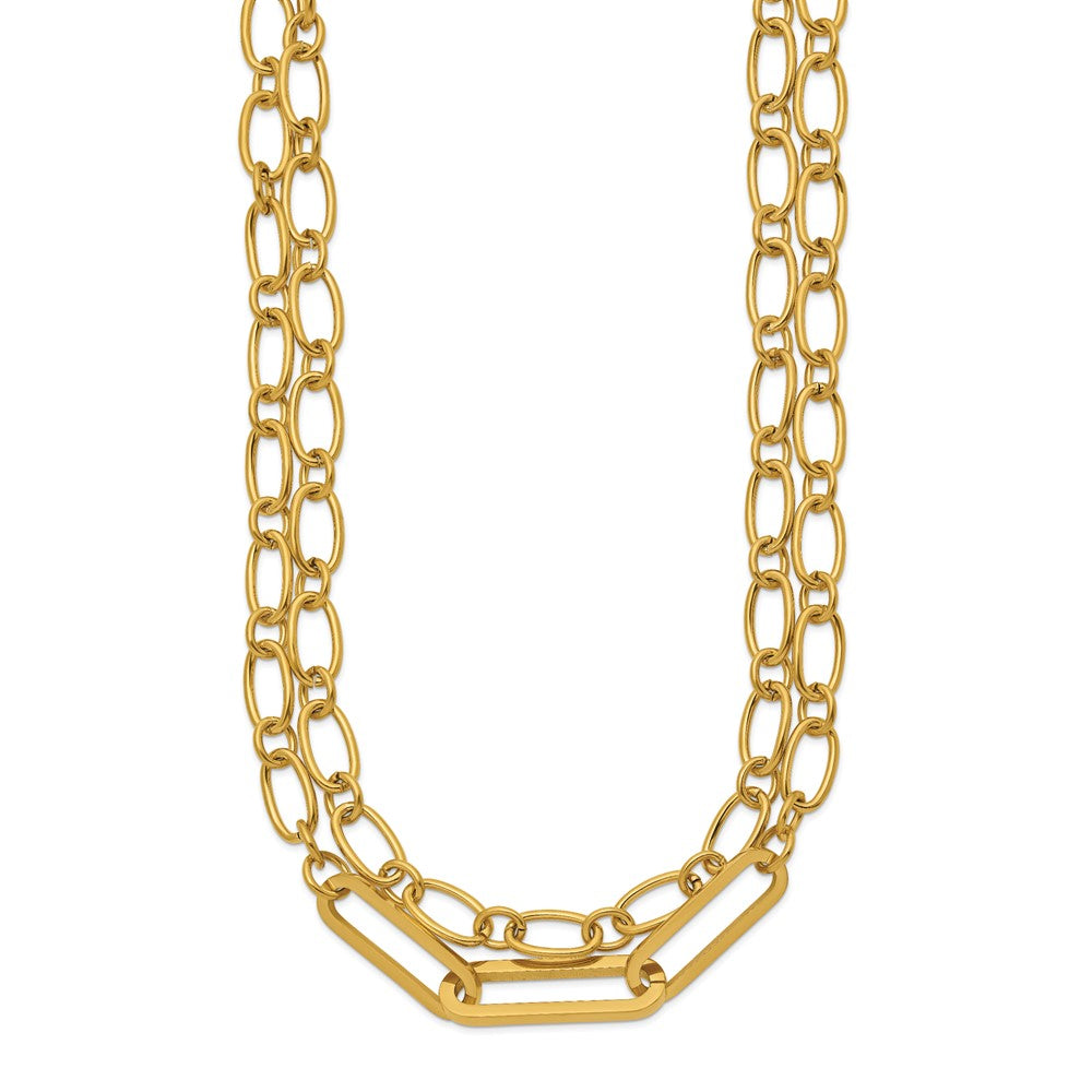 Chisel Stainless Steel Polished Yellow IP-plated Layered 18 inch Plus a 2 inch Extension NecklaceSRN3274-18