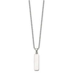 Chisel Stainless Steel Polished Vertical ID Bar Pendant on a 22 inch Ball Chain NecklaceSRN3285-22