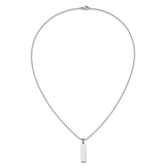 Chisel Stainless Steel Polished Vertical ID Bar Pendant on a 22 inch Ball Chain NecklaceSRN3285-22