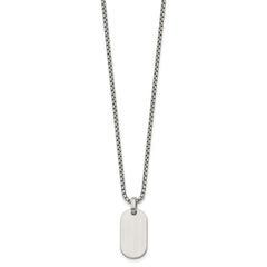 Chisel Stainless Steel Brushed with Polished Edges Dog Tag on a 22 inch Box Chain NecklaceSRN3287-22