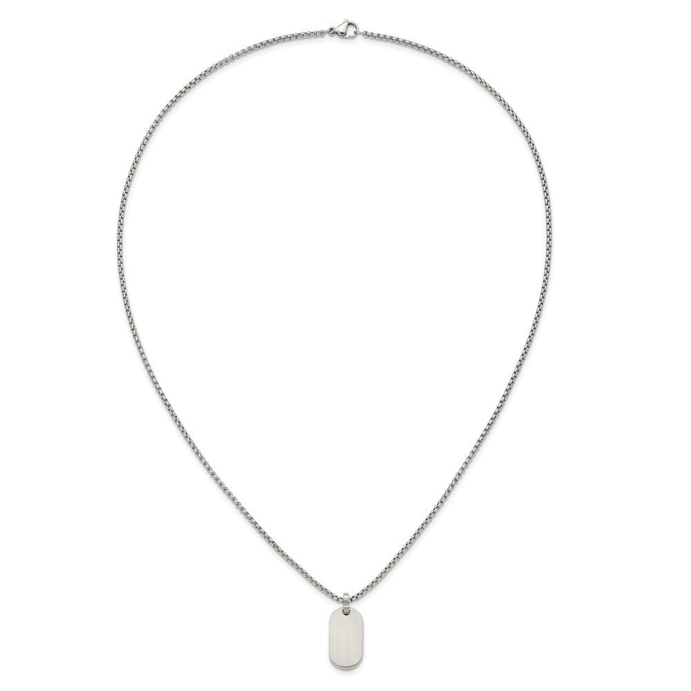 Chisel Stainless Steel Brushed with Polished Edges Dog Tag on a 22 inch Box Chain NecklaceSRN3287-22