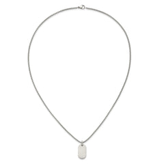 Chisel Stainless Steel Brushed with Polished Edges Dog Tag on a 22 inch Box Chain NecklaceSRN3287-22