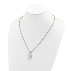 Chisel Stainless Steel Polished Oval Pendant on a 22 inch Box Chain NecklaceSRN3288-22