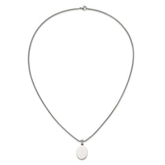Chisel Stainless Steel Polished Oval Pendant on a 22 inch Box Chain NecklaceSRN3288-22