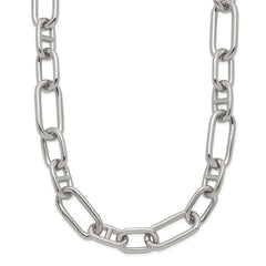 Chisel Stainless Steel Polished 9mm 16 inch Plus 2 inch Extension Open Link NecklaceSRN3336-16