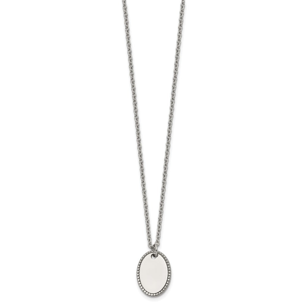 Chisel Stainless Steel Polished Oval Disc on an 18 inch Plus a 2 inch Extension Cable Chain NecklaceSRN3340-18