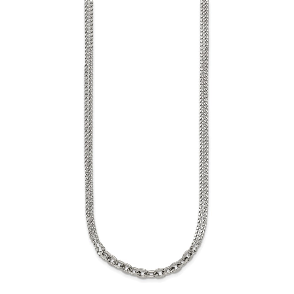 Chisel Stainless Steel Polished Two-Strand 18 inch Plus 2 inch Extension NecklaceSRN3342-18