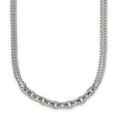 Chisel Stainless Steel Polished Two-Strand 18 inch Plus 2 inch Extension NecklaceSRN3342-18