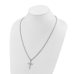 Chisel Stainless Steel Polished Cross Pendant on a 24 inch Box Chain NecklaceSRN3354-24