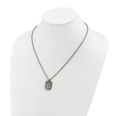 Chisel Stainless Steel Antiqued and Polished Jasper Dog Tag on a 20 inch Box Chain NecklaceSRN3361-20