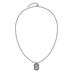 Chisel Stainless Steel Antiqued and Polished Jasper Dog Tag on a 20 inch Box Chain NecklaceSRN3361-20