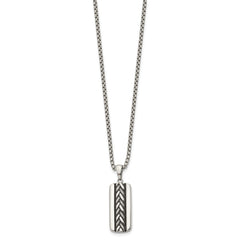 Chisel Stainless Steel Antiqued and Polished Pendant on a 20 inch Box Chain NecklaceSRN3362-20