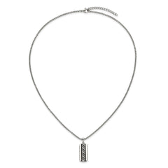 Chisel Stainless Steel Antiqued and Polished Pendant on a 20 inch Box Chain NecklaceSRN3362-20