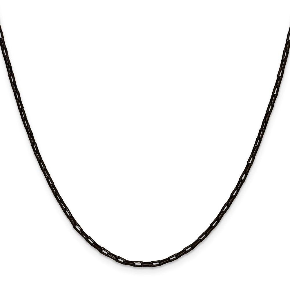 Chisel Stainless Steel Polished Black IP-plated 2.2mm 18 inch Fancy Box/Paperclip Link ChainSRN3399BP