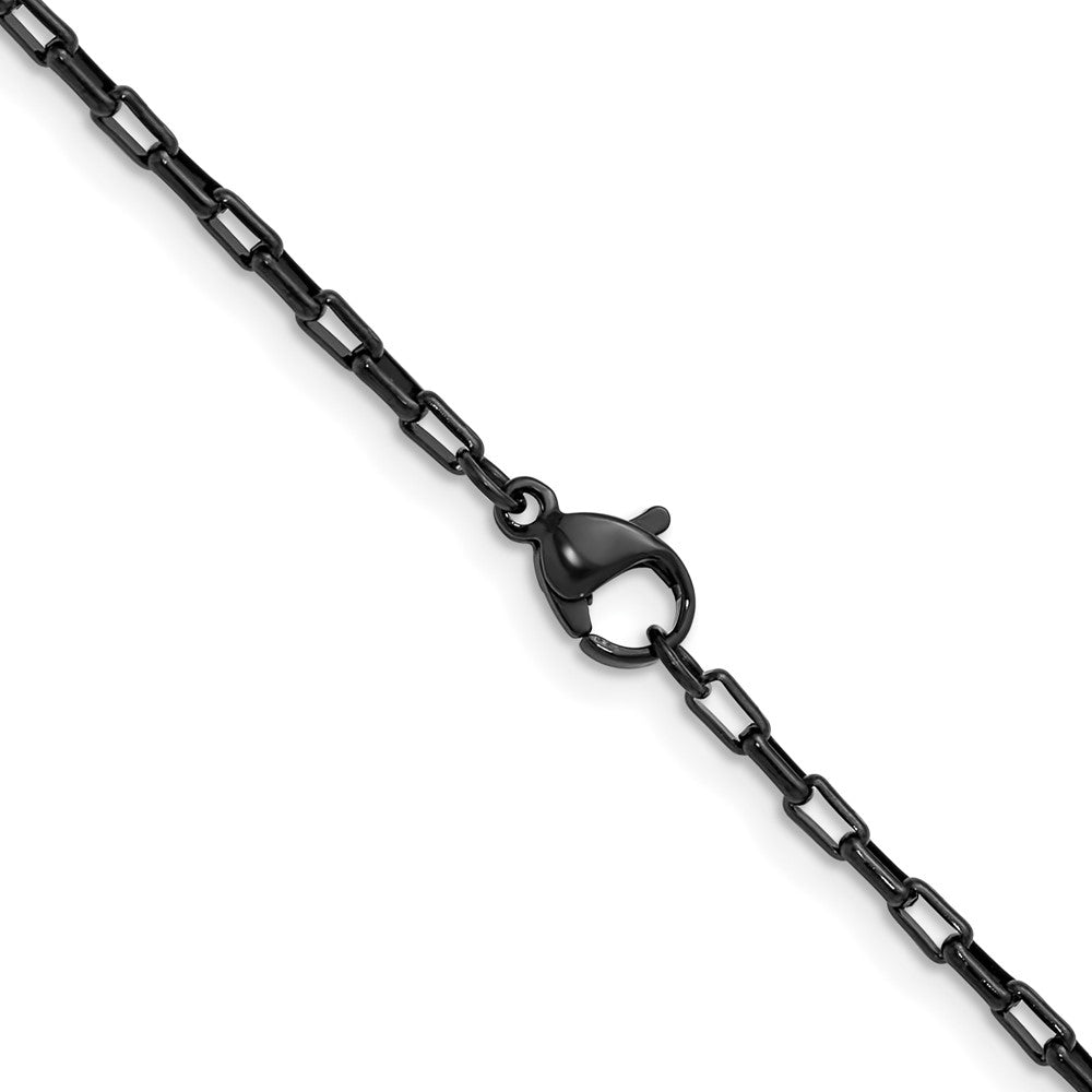 Chisel Stainless Steel Polished Black IP-plated 2.2mm 20 inch Fancy Box/Paperclip Link ChainSRN3399BP