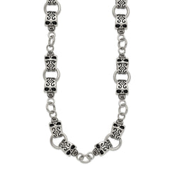 Chisel Stainless Steel Antiqued and Polished Skull 24 inch Necklace SRN350-24