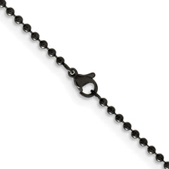 Chisel Stainless Steel Polished Black IP-plated 2.4mm 22 inch Ball ChainSRN668BP