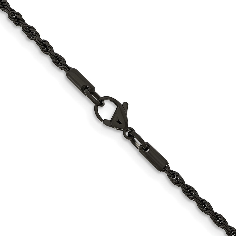 Chisel Stainless Steel Polished Black IP-plated 2.4mm 22 inch Rope ChainSRN672BP