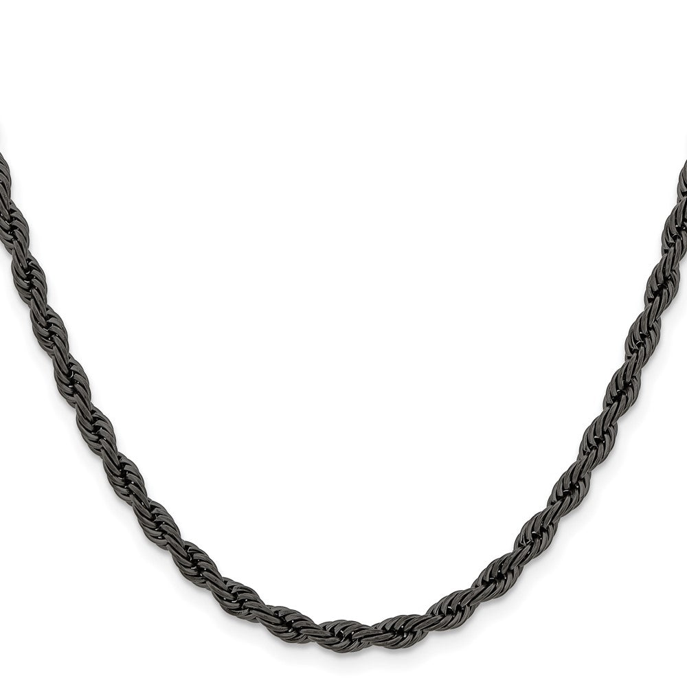 Chisel Stainless Steel Polished Black IP-plated 4mm 20 inch Rope ChainSRN673BP