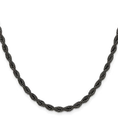 Chisel Stainless Steel Polished Black IP-plated 4mm 20 inch Rope ChainSRN673BP