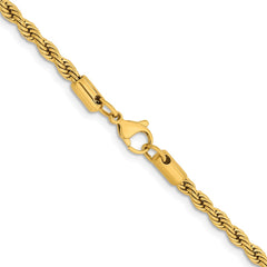 Chisel Stainless Steel Polished Yellow IP-plated 4mm 22 inch Rope ChainSRN673GP