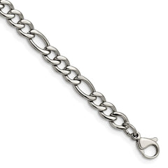 Chisel Stainless Steel Polished 5.3mm 7 inch Figaro Chain SRN679-7