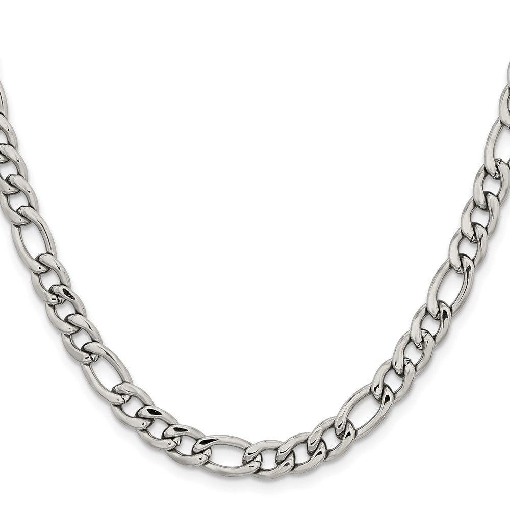 Chisel Stainless Steel Polished 6.75mm 22 inch Figaro ChainSRN681