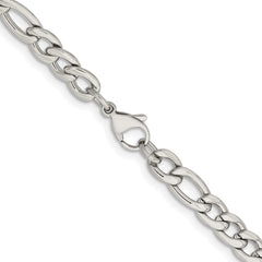 Chisel Stainless Steel Polished 6.75mm 24 inch Figaro ChainSRN681