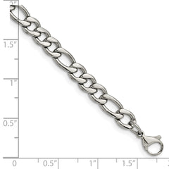 Chisel Stainless Steel Polished 6.75mm 8 inch Figaro Chain SRN681-8