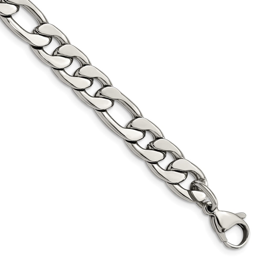 Chisel Stainless Steel Polished 8.75mm 8 inch Figaro Chain SRN682-8