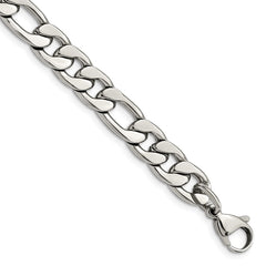 Chisel Stainless Steel Polished 8.75mm 8 inch Figaro Chain SRN682-8