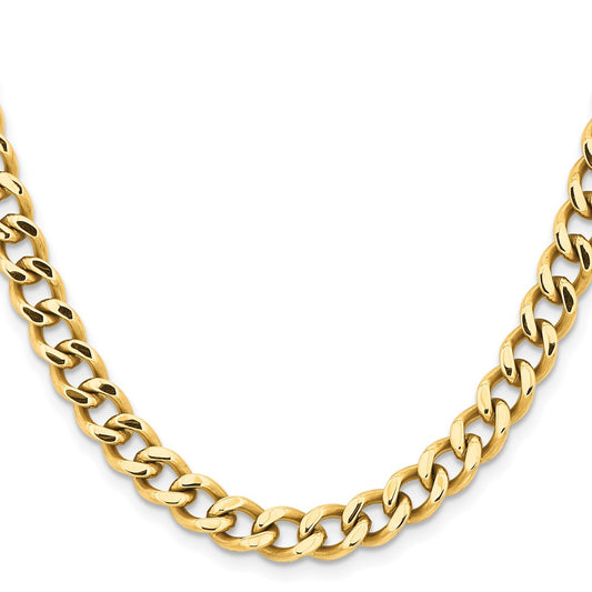 Chisel Stainless Steel Polished Yellow IP-plated 7.5mm 22 inch Curb ChainSRN690GP