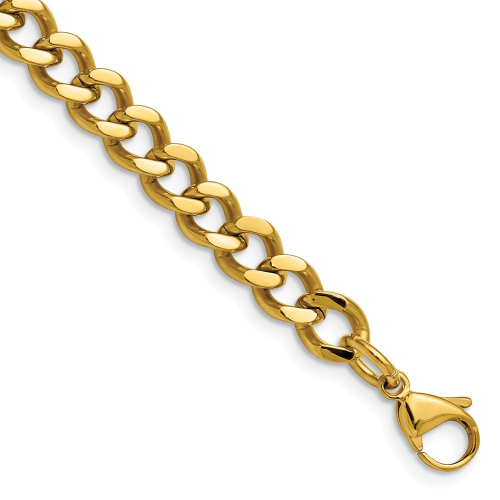 Chisel Stainless Steel Polished Yellow IP-plated 7.5mm 8 inch Curb Chain SRN690GP-8