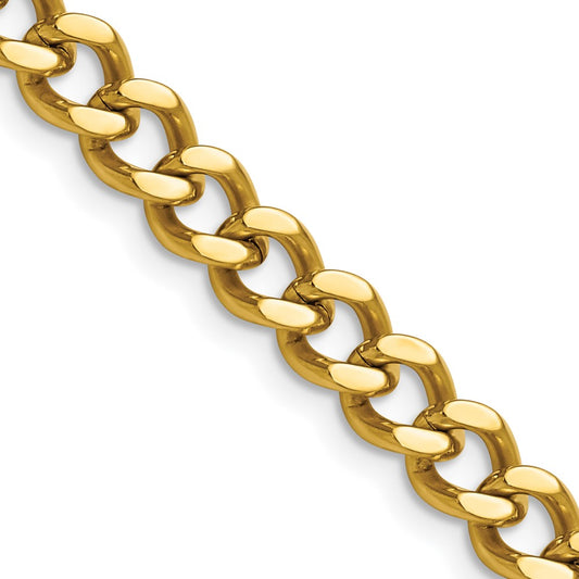 Chisel Stainless Steel Polished Yellow IP-plated 7.5mm 20 inch Curb ChainSRN690GP
