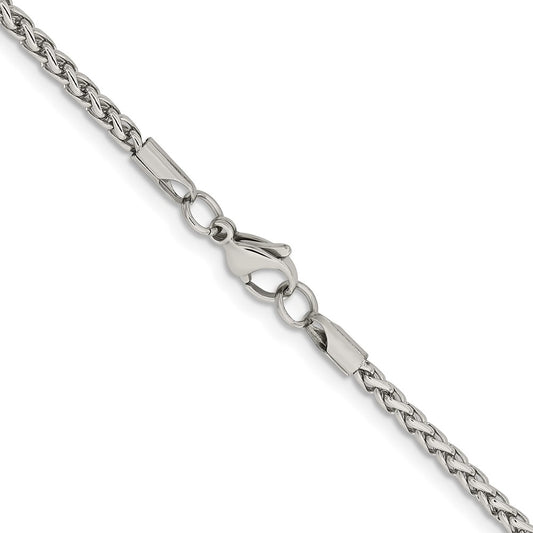 Chisel Stainless Steel Polished 3mm 24 inch Wheat ChainSRN805