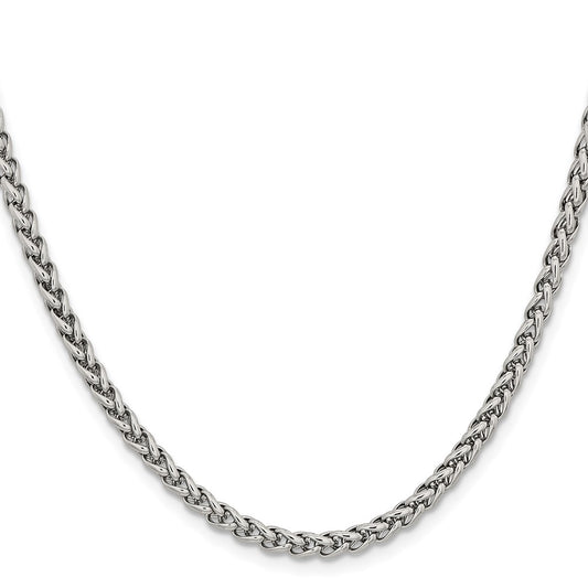 Chisel Stainless Steel Polished 4mm 22 inch Wheat ChainSRN806