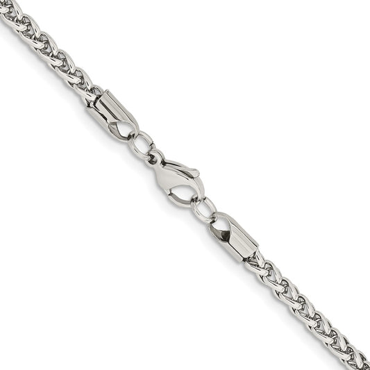 Chisel Stainless Steel Polished 4mm 24 inch Wheat ChainSRN806