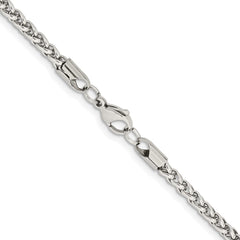 Chisel Stainless Steel Polished 4mm 24 inch Wheat ChainSRN806